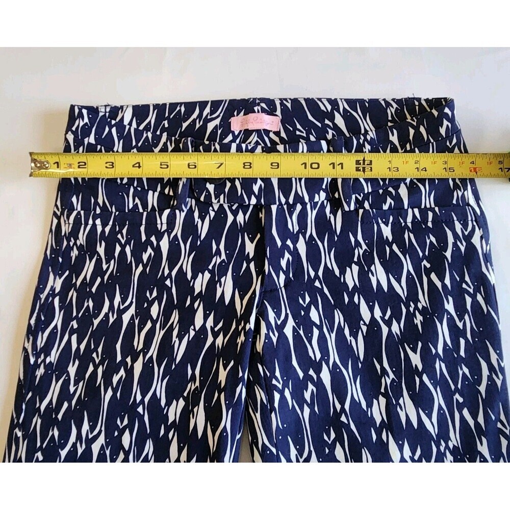 Lilly Pulitzer Cropped Pants Sz 2 Navy White Coastal Fish Print Preppy Resort - Picture 11 of 12